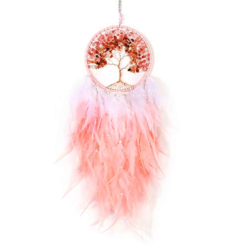 Atrapasueños Árbol de la Vida, Decoración de plumas grandes para dormitorio de niñas y mujeres