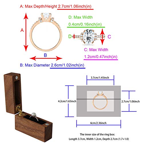 aufodara Caja De Anillo Caja De Almacenamiento De Madera Caja De Anillo De Propuesta Portátil Caja De Anillo De Matrimonio