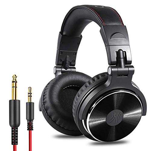 Auriculares para DJ OneOdio, auriculares de estudio, auricular sobre la oreja, auriculares estéreo de alta calidad con cable con micrófono, auriculares cómodos plegables con orejeras de proteínas