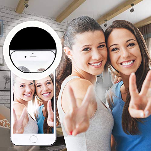 AUTOPkio Anillo de luz Selfie, 36 LED Light Ring USB Recargable Ajustable 3 Modos de Luz para Youtube, Tiktok, Teléfonos, Vlog, Maquillaje (Negro)