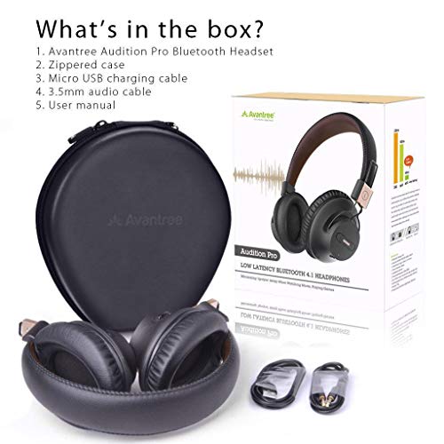 Avantree Audition Pro 40 Horas Aptx Baja Latencia Auriculares Inalambricos para TV PC, Plegable Cascos Bluetooth de Diadema con Micrófono, Cómodo Hi-Fi Sonido Estéreo Audífono para Moviles Música