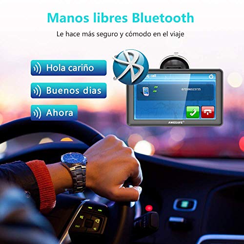 AWESAFE GPS para Coches con 7 Pulgadas Pantalla LCD con Bluetooth y Cámara Trasera, Navegador GPS para Camión con Actualizaciones de Mapas para Toda la Vida