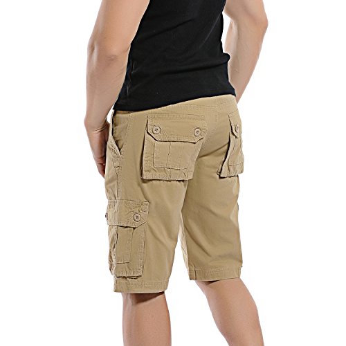 AYG Hombre Cargo Shorts Pantalones Cortos Bermudas(khaki,36)