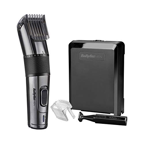 BaByliss MEN E978E Cortapelos profesional, cuchillas de titanio de carbono, 60 minutos de autonomía, uso con/sin cable, 26 longitudes de corte de 0.5 a 25mm