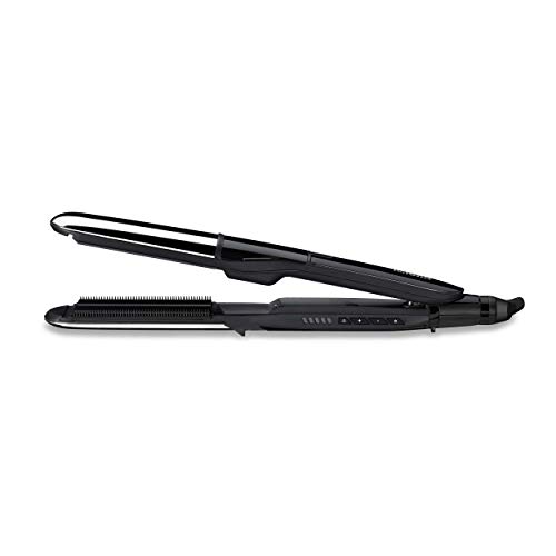 BaByliss Steam Pure ST495E Plancha de Pelo de Vapor, Máxima Hidratación, Placas Exteriores para Ondular, Función Alisa y Ondula, Tecnología Iónica, 5 Ajustes de Temperatura de 150°C a 230°C