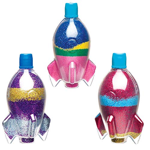 Baker Ross Botellas en forma de cohete para decorar con arena (pack de 5), ideales para manualidades infantiles