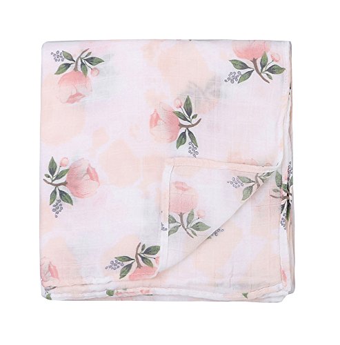 Bambou Couverture d'emmaillotage pour Bébé | (lot de 2, Floral & Flamingo) 120cm x 120cm Couverture Emmaillotage pour Bébé | Cadeau parfait pour bébé (Floral & Flamingo)