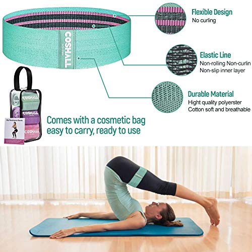 Bandas Elásticas Fitness Conjunto,Bandas De Resistencia Para Mujeres Bandas De Ejercicios Para Piernas y Glúteos - 3 Niveles Bandas De Cadera Antideslizantes Para Sentadillas Glute Yoga Pilates