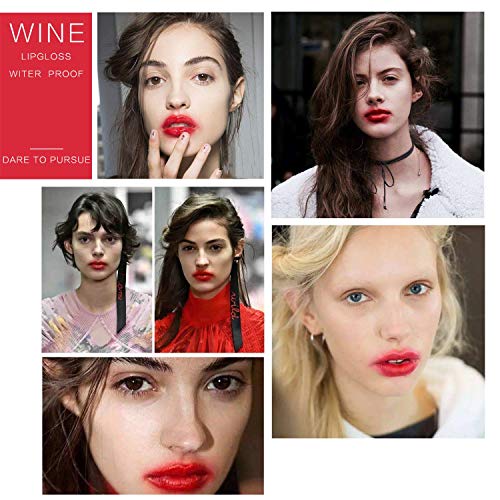 Barra de Labios - 6 Colores Lápiz Labial Líquido Acabado Mate Brillo de Labios Estilo de Vino Tinto Impermeable Pintado de Labios para Dama