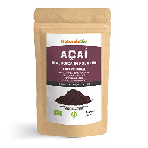 Bayas de Acai Orgánico en Polvo [Freeze - Dried] 100g. Pure Acaí Berry Powder Extracto crudo de la pulpa de la baya de açaí liofilizado. 100% Bio cultivado en Brasil. Superalimento Ecológico.