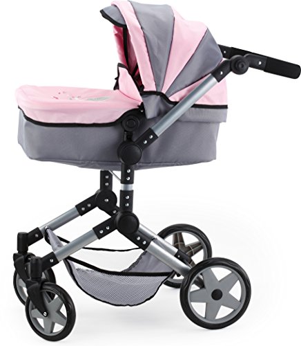 Bayer Design- Pram Cochecito de muñeca, Combi Neo Pro, Color Gris, Rosa, 84 x 43 x 72 cm (18508AA)