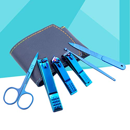 Beaupretty Set de Manicura Cortaúñas Kit de Pedicura de Acero Inoxidable Cortaúñas Cortaúñas Suministros de Manicura Portátiles con Bolsa para Viajes a Domicilio (Azul)