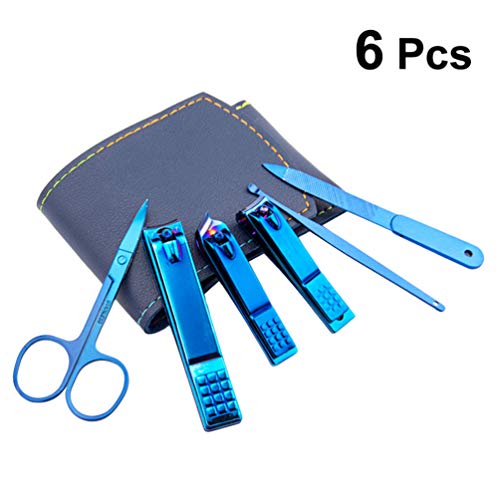 Beaupretty Set de Manicura Cortaúñas Kit de Pedicura de Acero Inoxidable Cortaúñas Cortaúñas Suministros de Manicura Portátiles con Bolsa para Viajes a Domicilio (Azul)