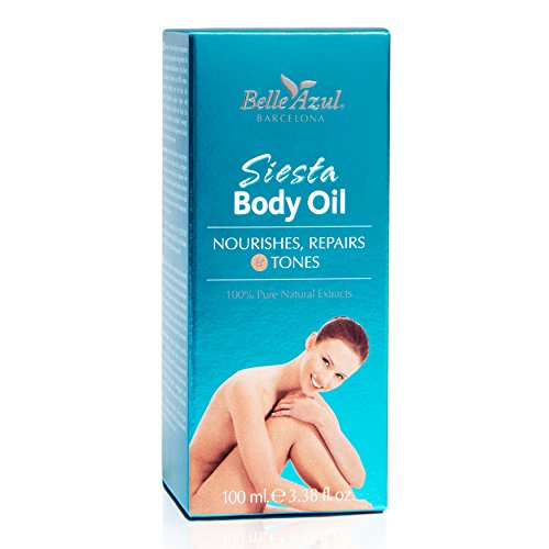 Belle Azul - Siesta Body Oil - Aceite Corporal Nutritivo y Reafirmante Natural con Aceite de Argán Orgánico Certificado por ECOCERTVegano 100ML