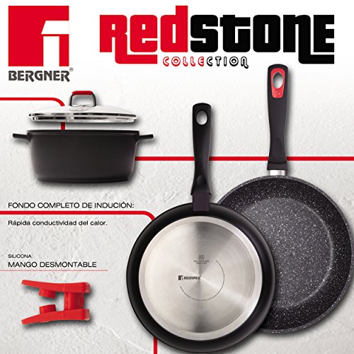 Bergner Red Stone Plancha-asador en Aluminio Fundido, Negro, 28 x 28 x 4.8 cm