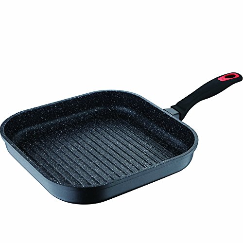 Bergner Red Stone Plancha-asador en Aluminio Fundido, Negro, 28 x 28 x 4.8 cm