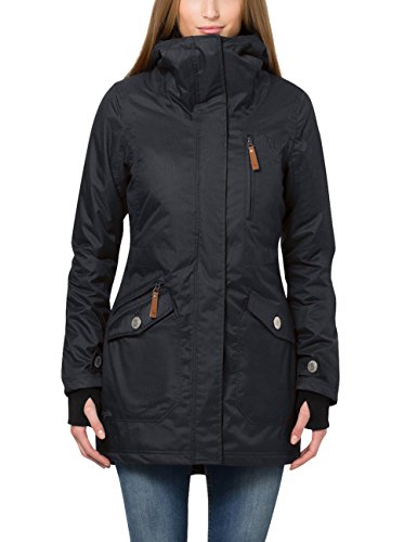 Berydale Parka para mujer con capucha y lazos para los pulgares, Negro, 40