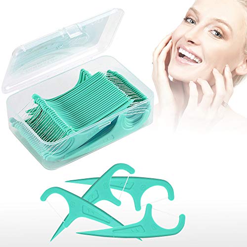 BEYAOBN Hilo dental 300 Piezas para interdental oral limpieza menta Palillos de hilo dental Plástico con estuches portátiles perfectos para la familia, hotel, viajes