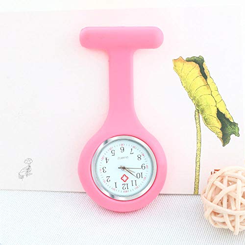 B/H Colgante médico Reloj de Bolsillo,Reloj de Enfermera de Silicona para Hombres y Mujeres, una Variedad de Colores: Rosa