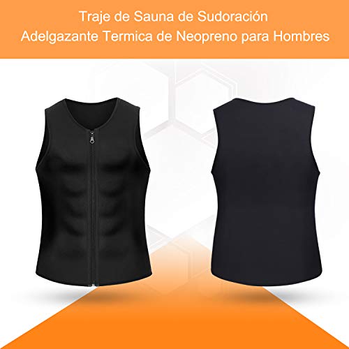 Bingrong Chaleco Sauna Hombre Fajas Reductoras Adelgazantes Hombres Compresion de Neopreno Chaleco para Adelgazante Sudoración con Cremallera para Deporte Fitness (Nergo, XL)