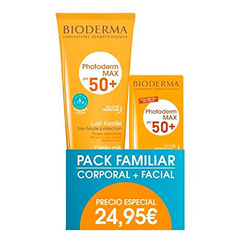 Bioderma Photoderm MAX SPF50+ Leche Familiar Cara y Cuerpo, 250ml + Photoderm Max Aquafluid Toque Seco SPF50, 40ml