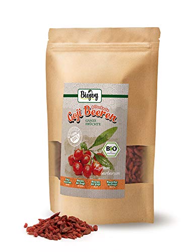 Biojoy Bayas de Goji orgánicas, sin azufre y azúcar Lycium barbarum (0,5 kg)