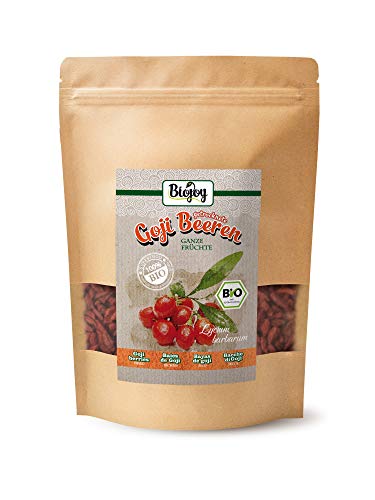 Biojoy Bayas de Goji orgánicas, sin azufre y azúcar Lycium barbarum (0,5 kg)