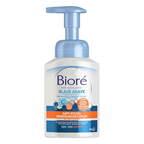 Bioré - Espuma de limpieza antipinchazos - Agave y polvo de horneado azul (270 g)