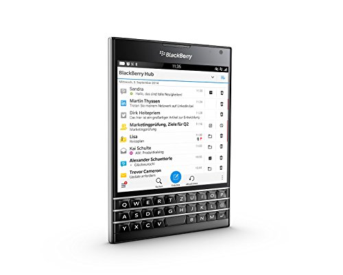 BlackBerry Passport - Smartphone Libre Blackberry (Pantalla 4.5", cámara 13 MP, 32 GB, Quad-Core 2.26 GHz, 3 GB RAM, Teclado QWERTZ alemán), Negro