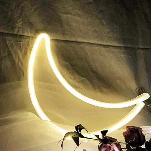 Blanco cálido Luna Luna luz de neón de neón del LED en forma de signo ligera de la decoración decoración de la pared de la batería/USB Operado pared de luz de neón de la boda de la fiesta de cumple