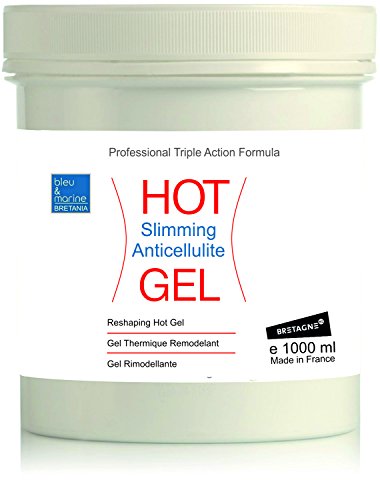 bleu & marine Bretania Hot Gel Adelgazante y Anticelulits ● Thermo Gel con Algas, Café y Aceites Esenciales ● Efecto Calor Drenante y Quema Grasa ● Reductor para Abdominales marcados Hombres 1000 ml