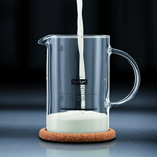 Bodum Latteo - Batidor de leche con asa de cristal, 0,25 l, color negro