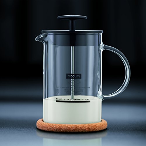 Bodum Latteo - Batidor de leche con asa de cristal, 0,25 l, color negro