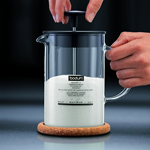 Bodum Latteo - Batidor de leche con asa de cristal, 0,25 l, color negro