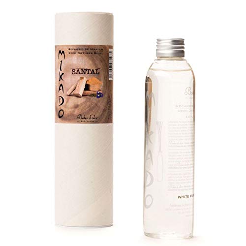 BOLES D'OLOR Recambio de Mikado Sándalo/Santal + Varillas de Rattan, 200 ml