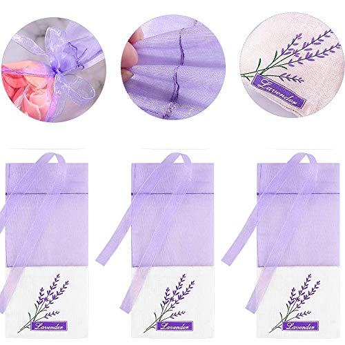 Bolsa de Lavanda Vacía, 20 Piezas Bolsita de Lavanda con Cordón Bolsa de Perfume púrpura vacía Bolsa de Lavanda Bolsas de Algodón Lavanda para Lavanda Especias y Hierbas (Violeta Claro)