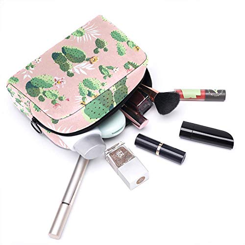 Bolsa de maquillaje de cactus Oxford Bolsa de cosméticos para mujeres Bolsa de maquillaje con cremallera negra Bolsa de aseo portátil de viaje