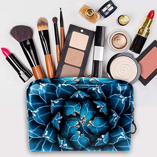 Bolsa de maquillaje portátil con cremallera bolsa de aseo de viaje para las mujeres práctico almacenamiento cosmético agave cactus abstracto natural