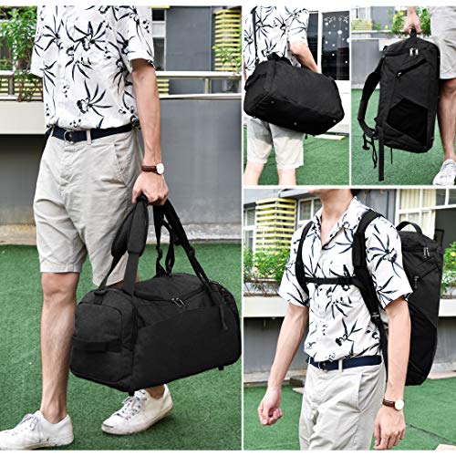 Bolsa Deporte Bolsa Gimnasio de Viaje Impermeable Bolsos Deportivos Fin de Semana Travel Duffle Bag para Hombre y Mujer Negro