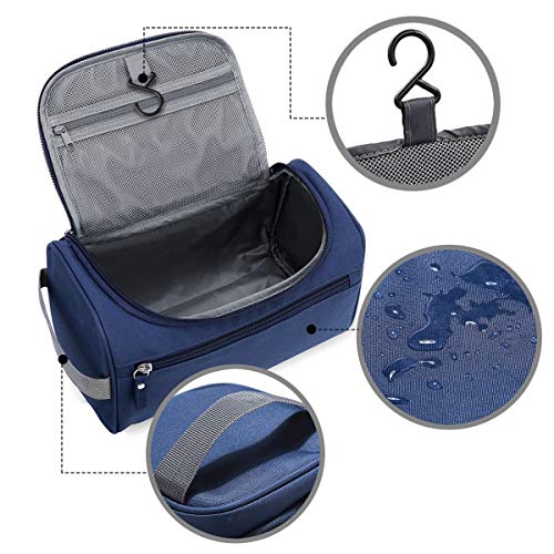 Bolsas de Aseo Neceser de Viaje Mujer Hombre Neceser para Colgar con con el Gancho Colgante Impermeable y Plegable Bolsa de Cosméticos de Baño Multifuncion para Viaje Hogar Vacaciones Azul