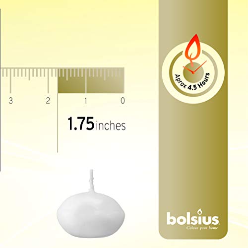 Bolsius Velas flotantes, 20 unidades, blanco,  4.5cm (L) x 4.5cm (W) x 3cm (H)