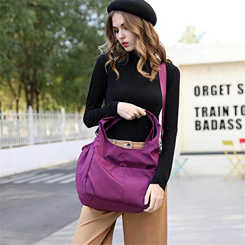 Bolso Bandolera Mujeres, Popoti Bolsas de Hombro Mano Impermeable Nylon Totalizador del Monedero Mochila Escolar Portátil Billetera Multifuncional Crossbody Bag (Púrpura)