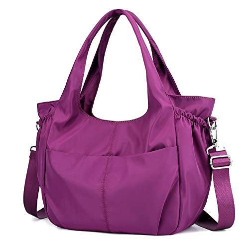 Bolso Bandolera Mujeres, Popoti Bolsas de Hombro Mano Impermeable Nylon Totalizador del Monedero Mochila Escolar Portátil Billetera Multifuncional Crossbody Bag (Púrpura)