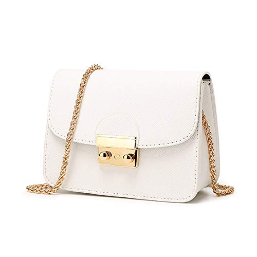 Bolso de Hombro pequeña de Mujer Bolso de Bandolera de Cuero PU Bolso de Mano Casual Moda Crossbody para niñas Señoras-Blanco