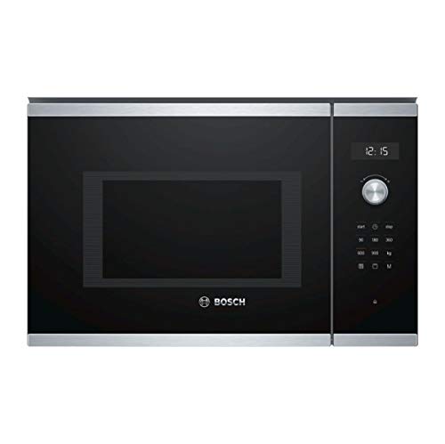 Bosch Serie 6 BEL554MS0 - Microondas integrable / encastre con grill, 25 L, 900W / 1200 W, color negro con acero inoxidable