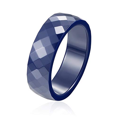 BQZB Ring Personalidad Azul Oscuro Y Negro Multi-facetas Anillos de Cerámica Hombres Mujeres Nueva Joyería de Moda Anillo de Regalo al por Mayor