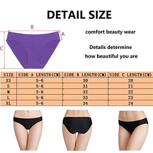 Bragas Mujer sin Costuras Invisible Señoras Braguitas Low Rise Suave Ligera Bikini Braguitas, Pack de 6 Negro XS