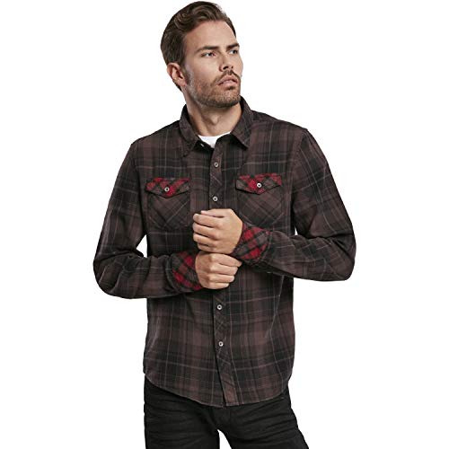 Brandit Hombres CheckCamisa Duncan Marrón / Negro tamaño S