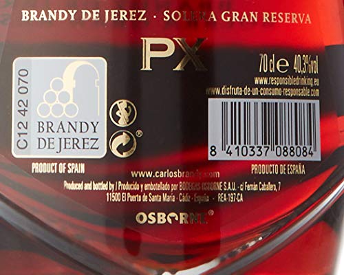 Brandy de Jerez Solera Gran Reserva Carlos I Pedro Ximénez - 1 botella de 70 cl