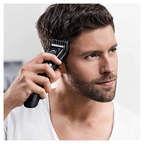 Braun HC5090 - Máquina de Cortar Pelo Profesional, Cortapelos con 17 Ajustes de Longitud y Soporte de Carga, Plata/Negro